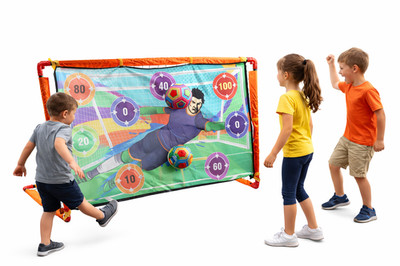 2-in-1 Kinder Fußballtor & Zielscheibe Set - Übungsnetz mit Klebebällen & Kegeln
