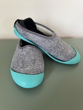 Mahabis Classic EU37 Gray Teal Wool Sherpa Slip On Convertible Sole Slipper Shoe