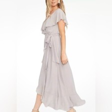 NWT SHOW ME YOUR MUMU Jess Ruffle br Midi Dress in Dove Grey
