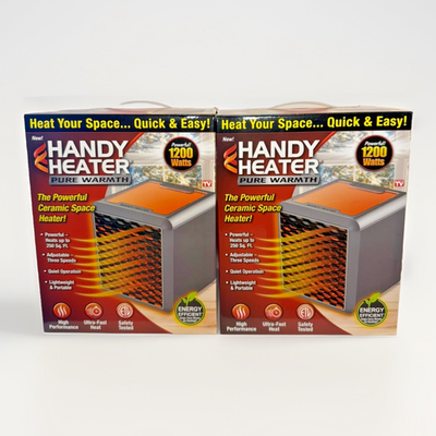 #ad 2 PACK Handy Heater Pure Warmth 1200 Watts Portable Ceramic Space Heater $44.99