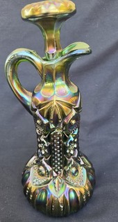 RARE VINTAGE CAMBRIDGE CARNIVAL GLASS NEAR CUT WHISKEY DECANTER WITH STOPPER