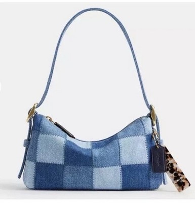 Coach Coachtopia Alter Ego Slouchy Shoulder Bag Checkerboard Denim NWT & Dusty