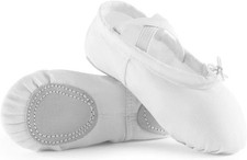 Canvas Ballet Shoes for Girls, Dance Practice Slippers Split 8 Toddler, White