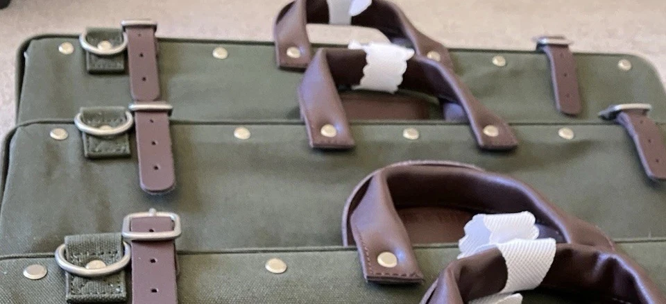 Line Of Trade Weekender Bags Set Of 3 Green Canvas Leather 22x13x7" #0312 wStrap - Image 3 of 4