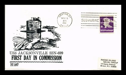 DR JIM STAMPS US NAVAL COVER USS JACKSONVILLE SSN-699 FIRST DAY IN COMMISSION