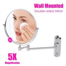 5X/10X Magnifying Bathroom Shaving Makeup Mirror Wall Mounted Adjustable Down&Up