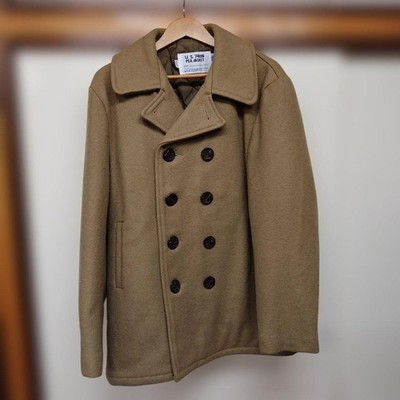 Schott U.S. 740N Pea Jacket Double Breasted Beige Size 42 Japan