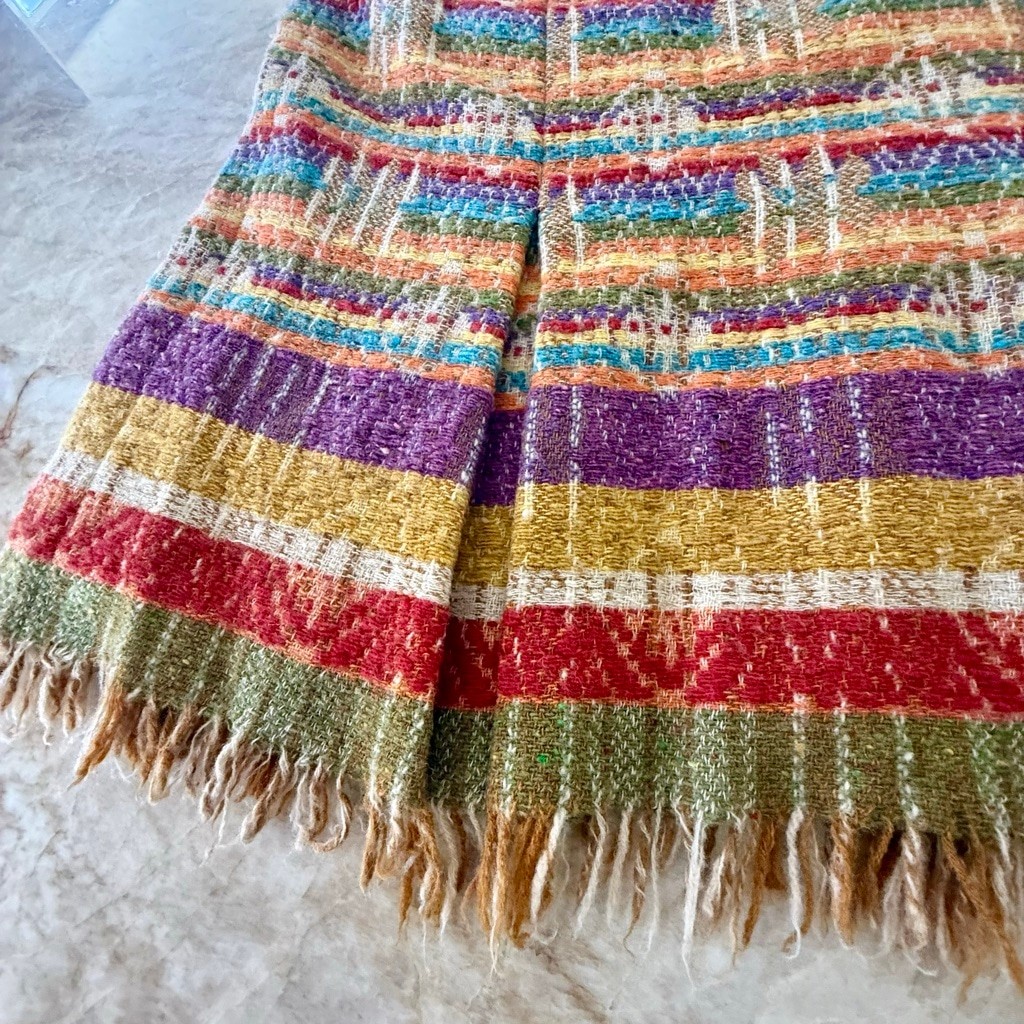 Max Mara Multi-color Striped, textured, raw edge colorful Midi Skirt Size 2 image 8