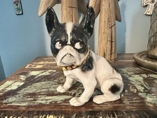Vintage Boston Terrier Frenchie Bull Dog Porcelain Figurine Japan Mid Century