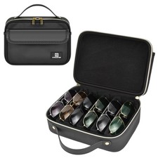 Travel Sunglasses Organizer Holds 6 Pairs with Adjustable Dividers