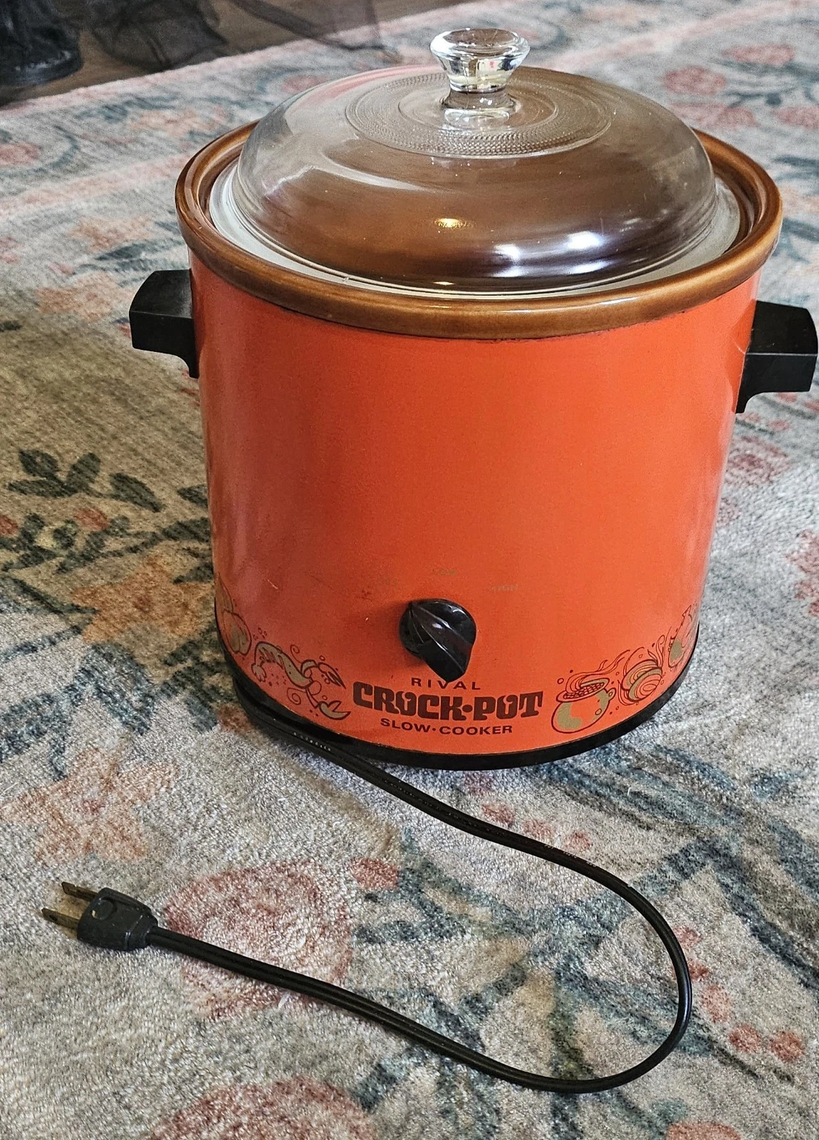 Vintage Retro Rival Crock Pot Orange Slow Cooker 3.5 Qt MCM 70s