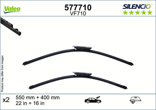 Wischblatt Scheibenwischer Silencio Flat Blade SET Valeo 577710 FüR Opel OV24 C3-image