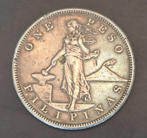 1905-S Philippines Peso Curved Serif 1 Silver Coin US Territory Variety