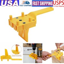 Handheld Doweling Jig 6 8 10mm Yellow Drill Guide Adjustable Hole Saw Tool