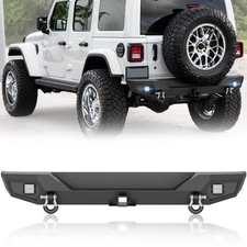 Rear Bumper With LED Lights & 2" Hitch Receiver For 2018-2025 Jeep Wrangler JL