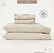 Boll & Branch Oak Garden Percale Hemmed QUEEN 4 Pc Sheet Set Organic Cotton NWOT