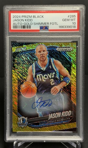 2024 Panini Prizm Black JASON KIDD Auto Gold Shimmer FOTL #285 /10 PSA 10 GEM MT