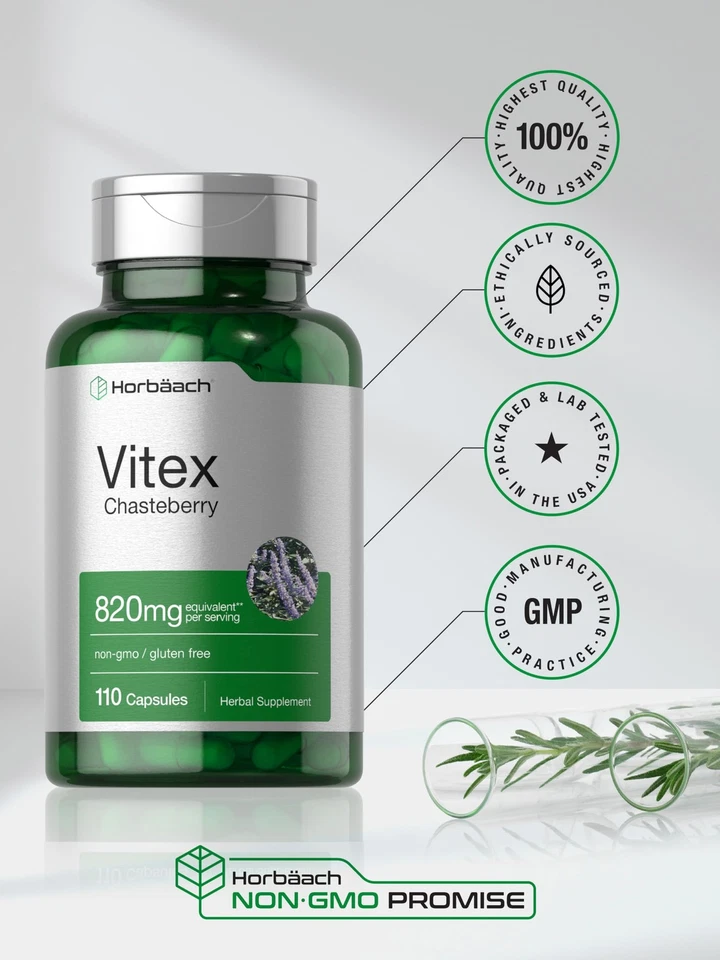Vitex Berry 820mg | 110 Capsules | Chasteberry Supplement for Women | Agnus-Cast - Image 4 of 4