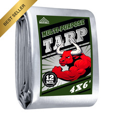 4x6 Ft Waterproof Tarp 12 Mil UV Resistant Tear-Proof Green Silver Heavy Duty