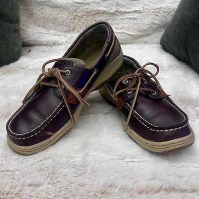Sperry Top-Sider Boys Brown Leather Boat Shoes Size 4.5   Deck Style