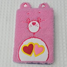 Cloudco Fabric Cover Journal Notebook, Fuzzy Care Bear Hearts Pink Purple