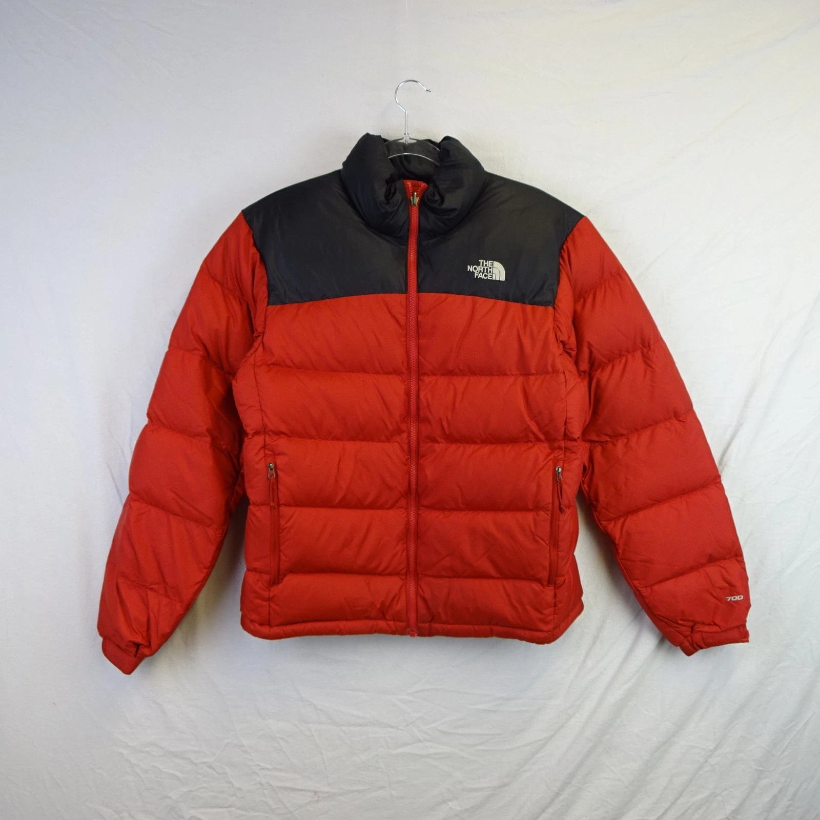 The North Face Nuptse 700 Jacket Mens Small Black/Red Puffer Coat