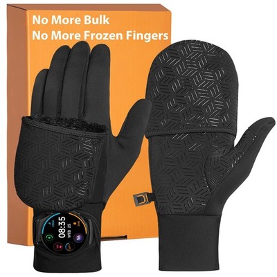 Winter Running Gloves for Men Women, Touchscreen Warm Gloves Convertible Mitt...
