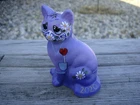 FENTON SITTING CAT  H/P ONE DAY AT A TIME ON EGGPLANT # 6/50 2020 KIM BARLEY