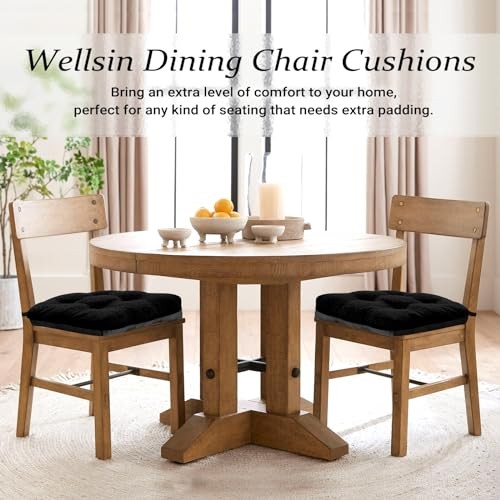 Cojines de Silla para Sillas de Comedor, Almohadillas Antideslizantes para Silla de Cocina con Paquete de 4 Negro - Imagen 7 de 7
