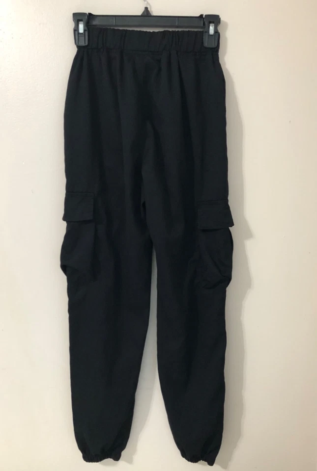 Sweatpants Black (13-14Y) Cargo Pants Joggers Black Elastic Cuffs - Image 4 of 4