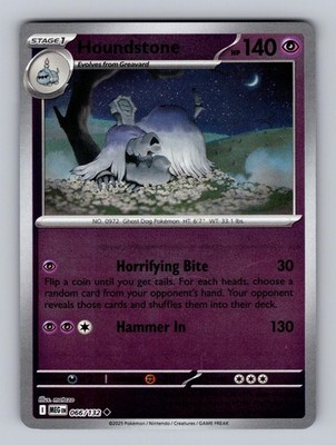 Houndstone 066/132 Uncommon Mega Evolution Pokemon Reverse Holo Near Mint
