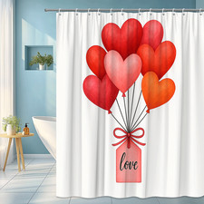 Colorful Love Heart Balloons Shower Curtain for Home Decor