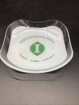 Vintage Inter-Continental Hotels Glass Ashtray Dublin Cork Limerick