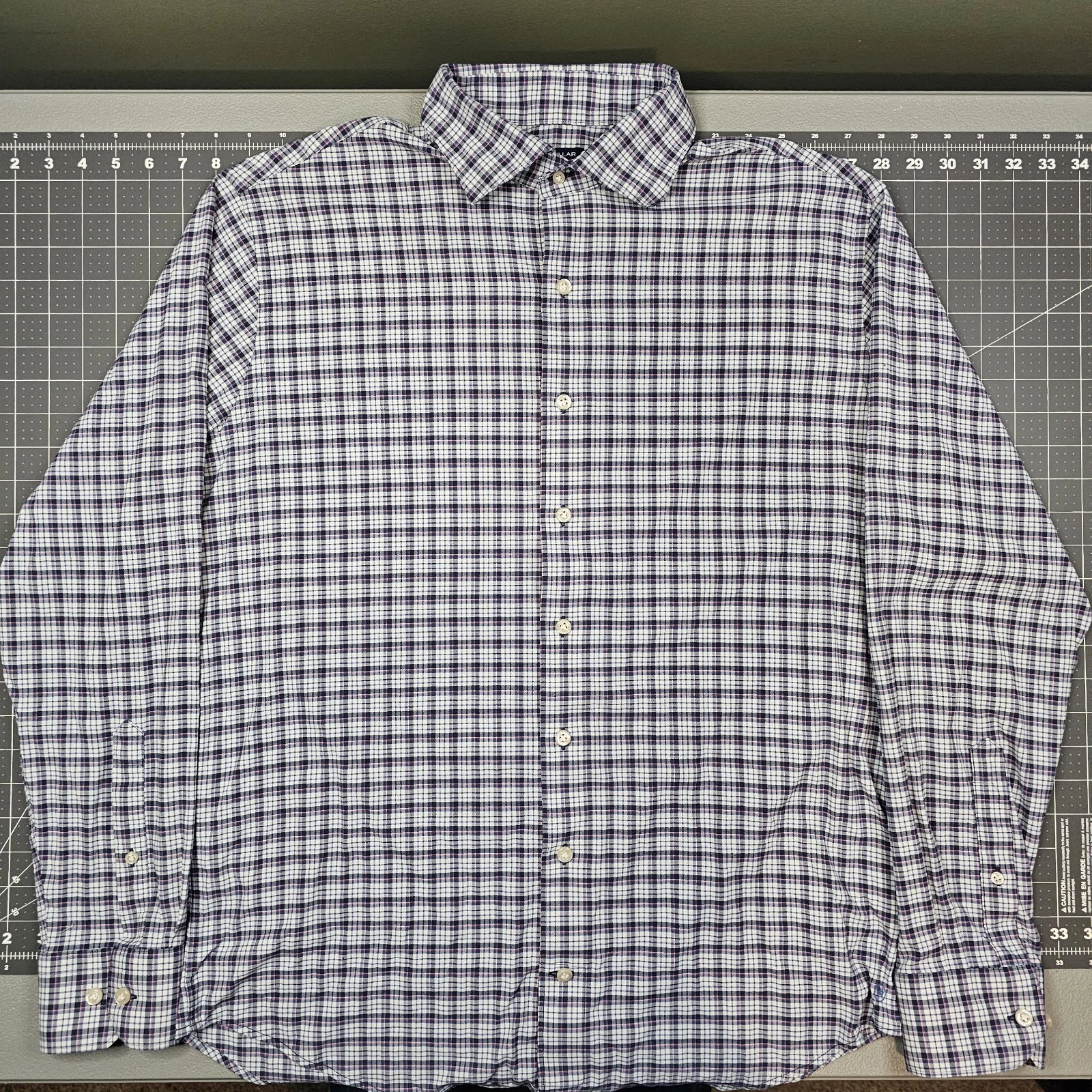 Peter Millar Nanoluxe Shirt Large Plaid Blue Crown Crafted Stretch Preppy Dress