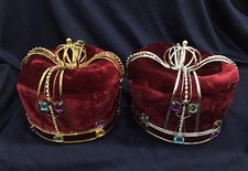Kings Crown Crystal Rhinestone Color stone w/ Burgundy Velvet .Pick Your Color 