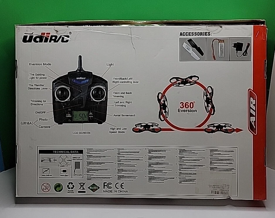 UDI 2.4GHz 4Ch 6-Axis Quadcopter Drone - U818A With Camera & 4 New Batteries. - Image 2 of 4