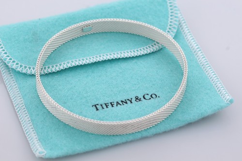 Tiffany & Co. Sterling Silver Somerset Narrow Solid Mesh Bangle Medium Bracelet