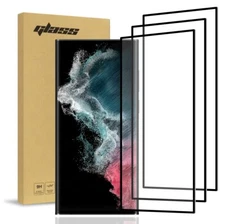 Rome Tech 3D Glass Protector for Galaxy S22 Ultra (3-Pack), Hole Punch