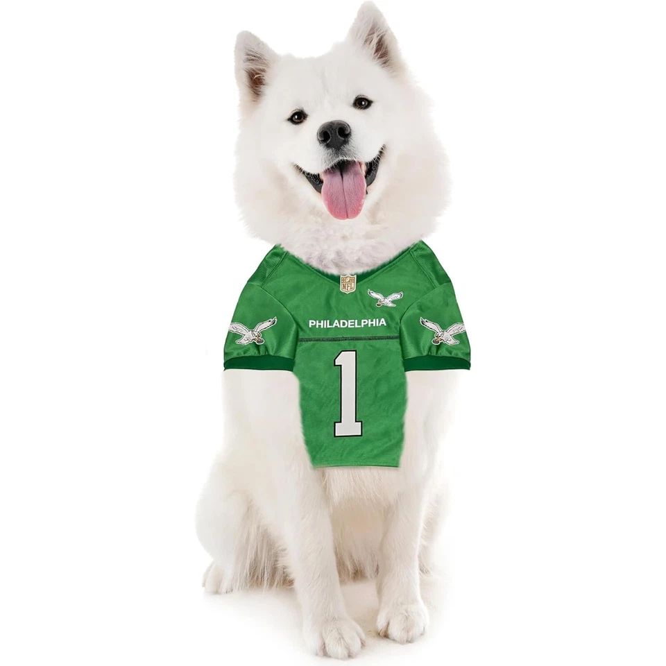 Pets First NFLPA Jalen Hurts Kelly Green Jersey for Dogs & Cats Throwback Jersey - Image 4 of 4