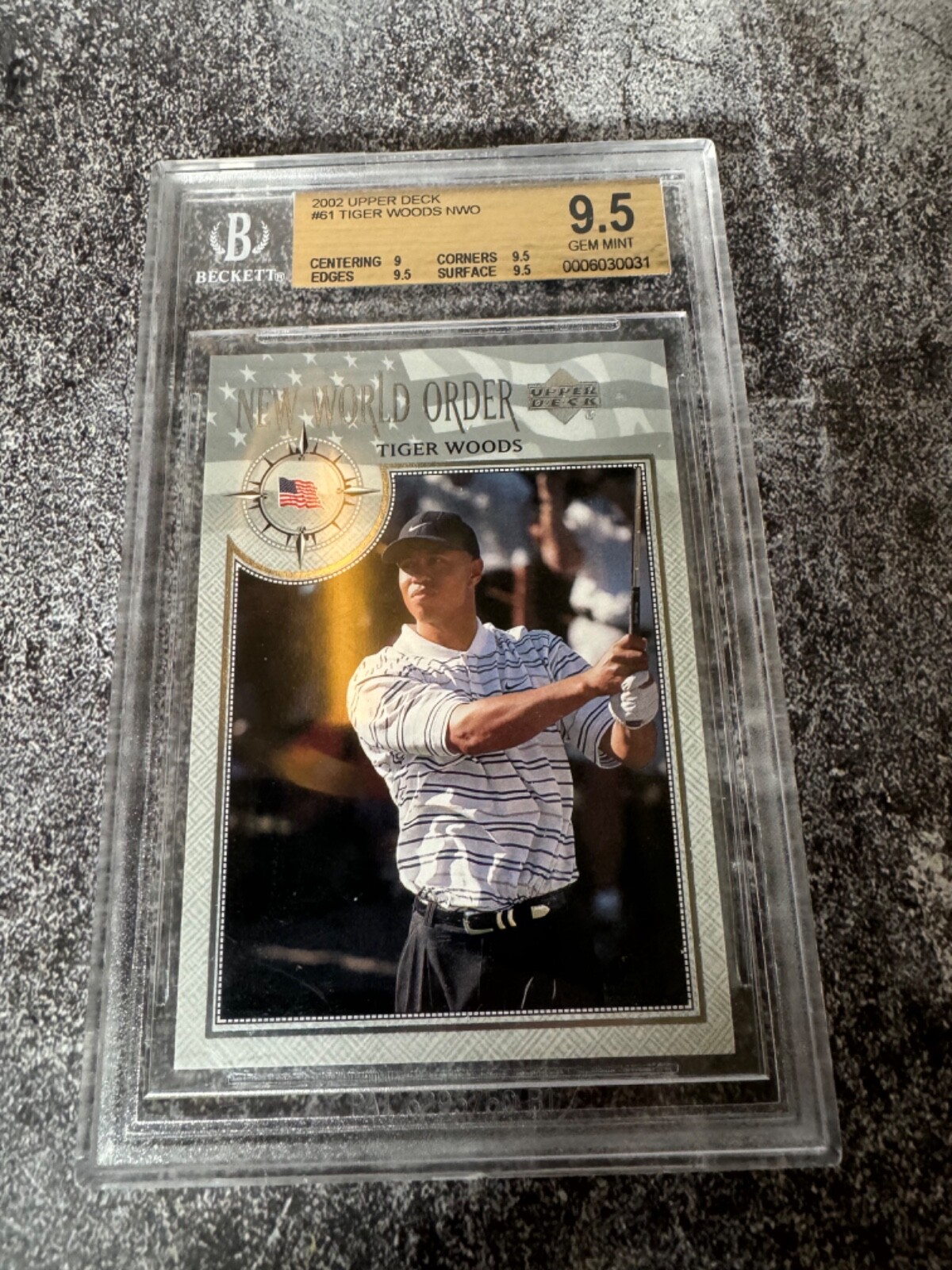 Tiger Woods Card 2002 Upper Deck Silver #61 BGS 9.5 Gem Mint