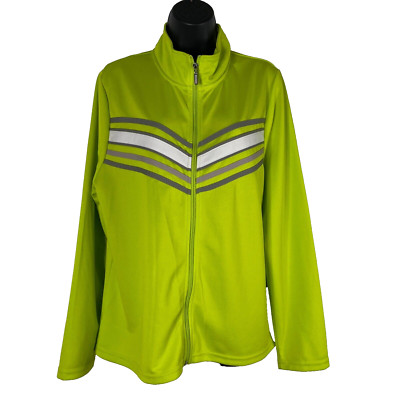 K. Jordan Women s Lime Green Jacket Coat 1X Reflective Full Zip Jogging Workout