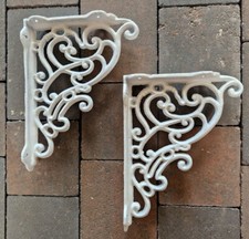 SET 2 MENSOLE CONSOLLE STILE ANTICO BIANCO GHISA MENSOLA NUOVE