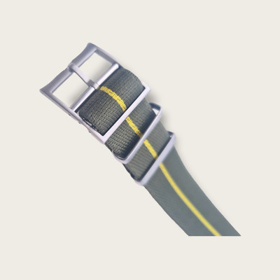 Premium NATO Strap Uhren Armband elegante Schliesse oliv + dünn Gelb 18 mm  9771