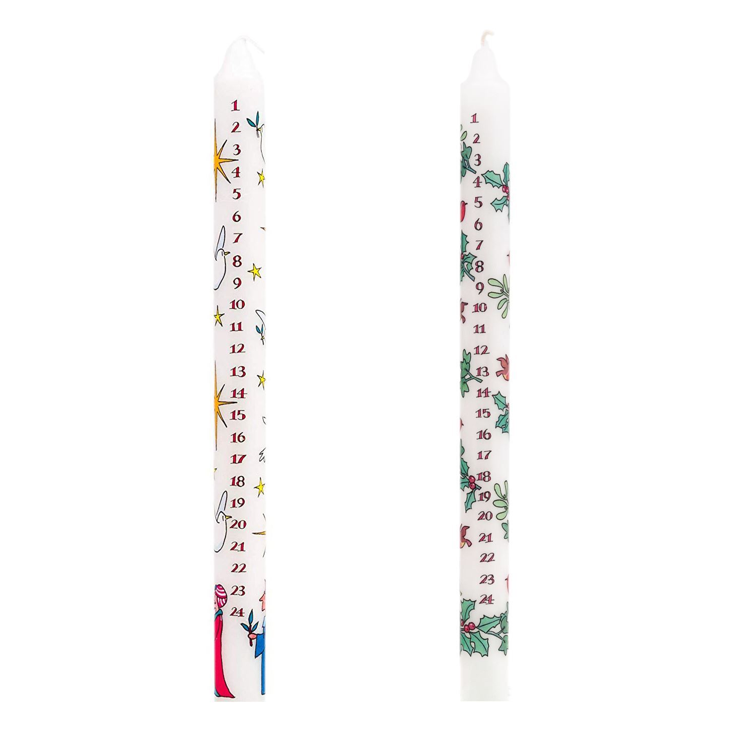 Carousel Set Of 2 Traditional Countdown To Christmas Advent Candle | Christmas Holly & Ivy And Wise Men Advent Candle With Numbers | Advent Christmas Candle Fe - Image 2