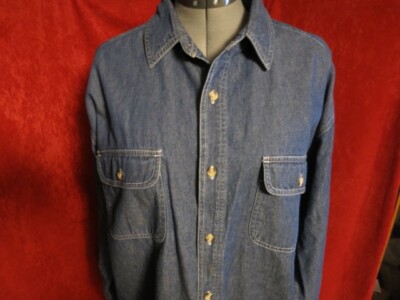 Vintage Guide Gear Jacket Mens L Button Up Denim Flannel Lined Field Tested 