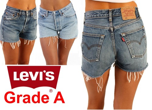 Levis Vita Alta Hotpants Pantaloncini di jeans Jean grado A-Taglia 6 8 10  14 16 18 | eBay