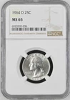 1964-D Washington Quarter Graded (NGC MS65) 25C SILVER US Mint Denver Coin