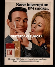 1968 L&M cigarettes Print Ad -  "Never interrupt an L&M smoker"