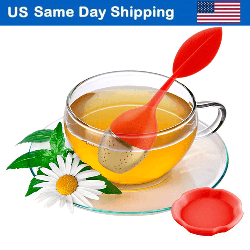 Silikon Blatt Tee-Ei Edelstahl Kräuter Gewürz Filter Diffusor - Bild 7 von 43