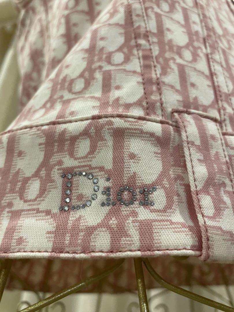 Christian Dior Denim Vest Women White Pink Trotter Oblique Button